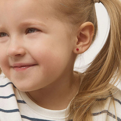 Garnet Prong Set Little Girl's Stud Earring