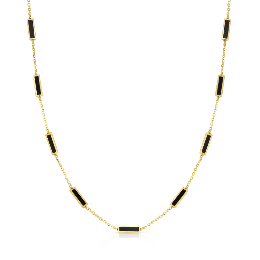 Tara Mikolay Onyx Inlay Bars Necklace