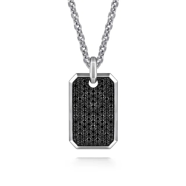 Gabriel & Co. Men's Black Spinel Dog Tag Pendant