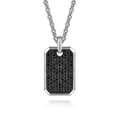Gabriel & Co. Men's Black Spinel Dog Tag Pendant