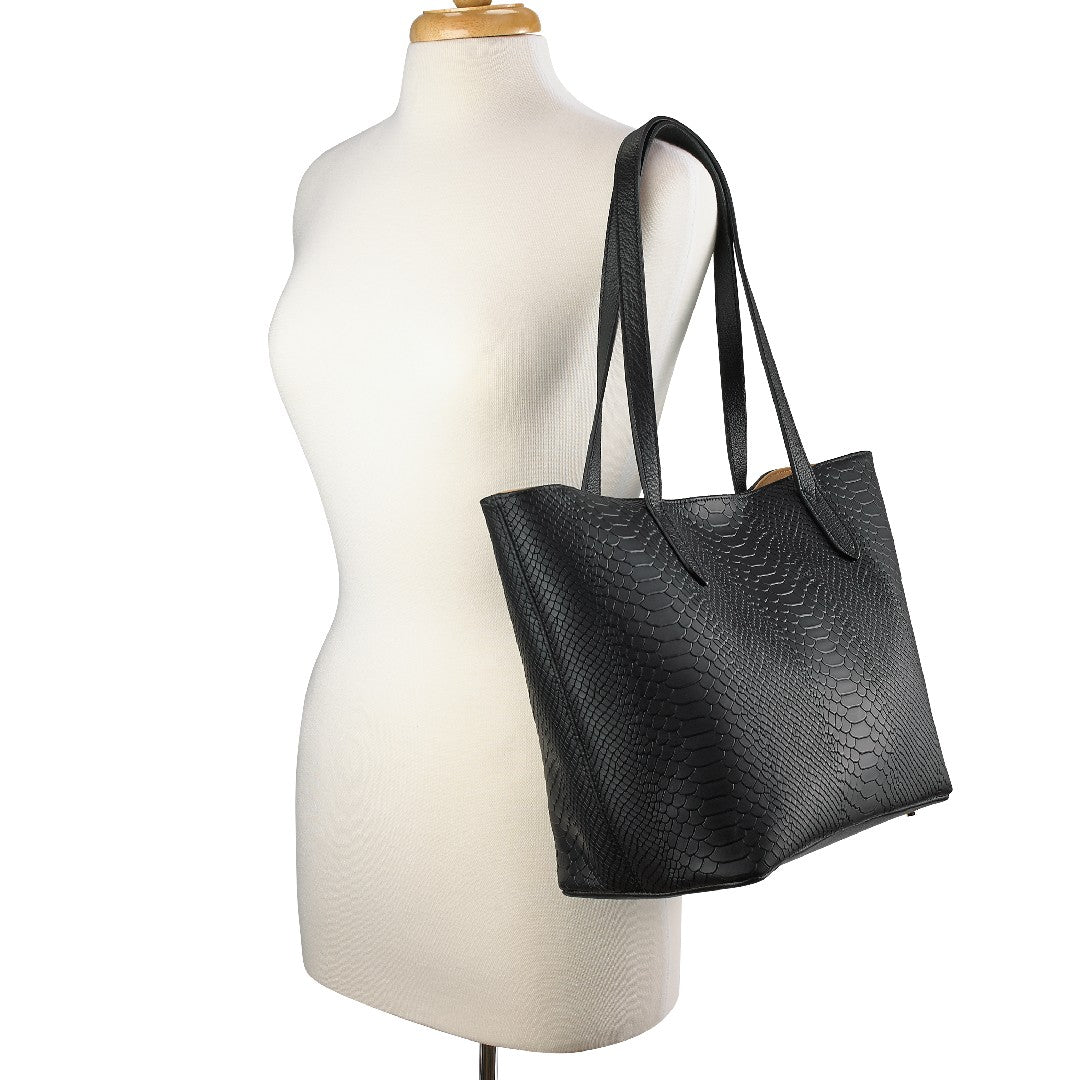 Gigi NY Python Leather Teddie Tote Bag