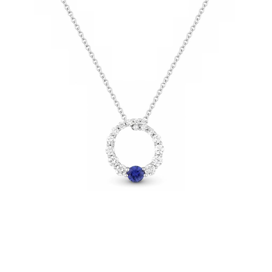 Sapphire and Diamond Open Circle Necklace