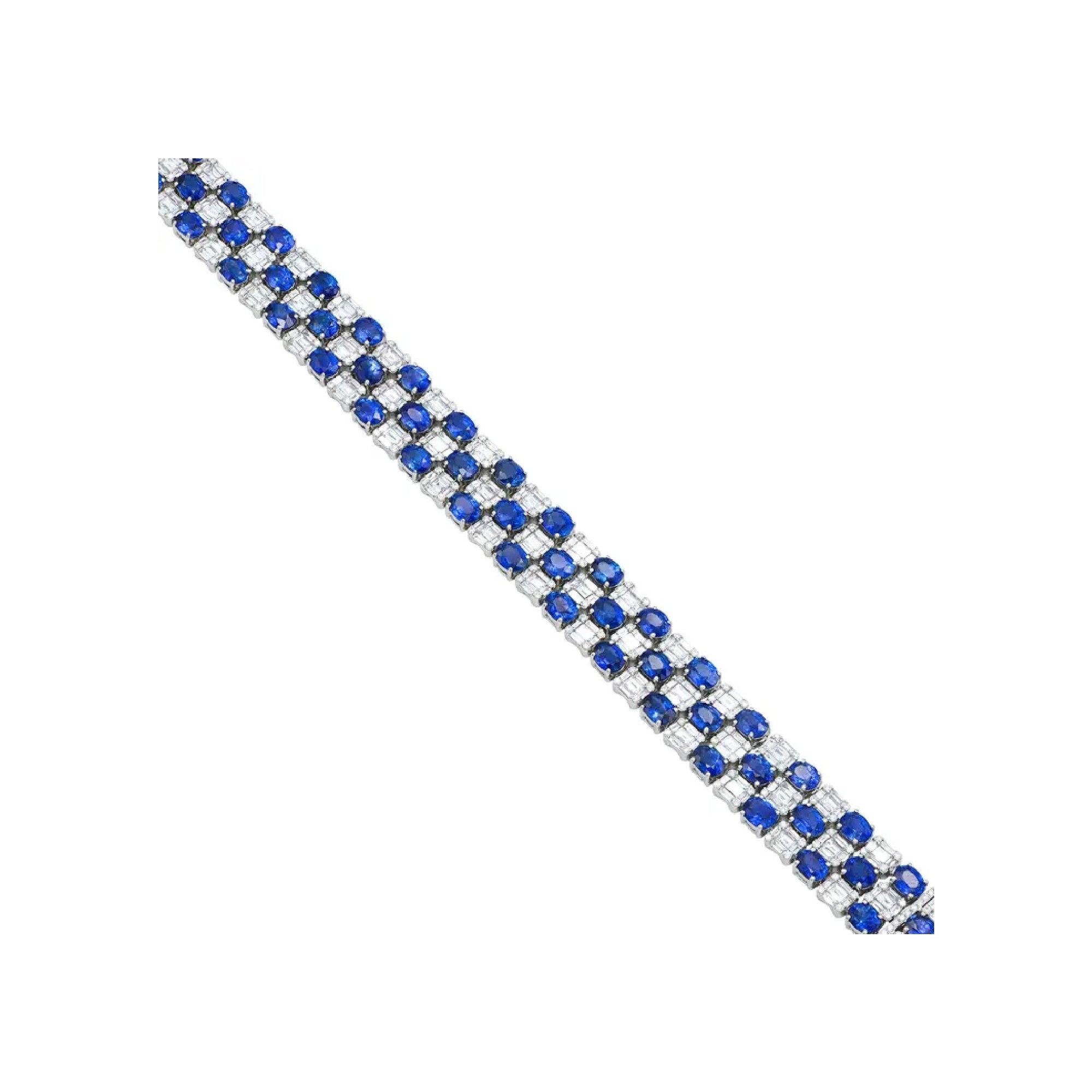 Sapphire & Diamond Bracelet in 18k White Gold