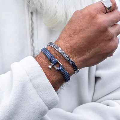 Textured and rope bracelets on wrist