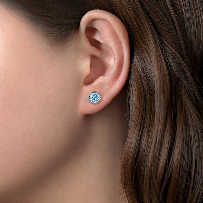 Gabriel & Co. Blue Topaz Bezel Stud Earrings