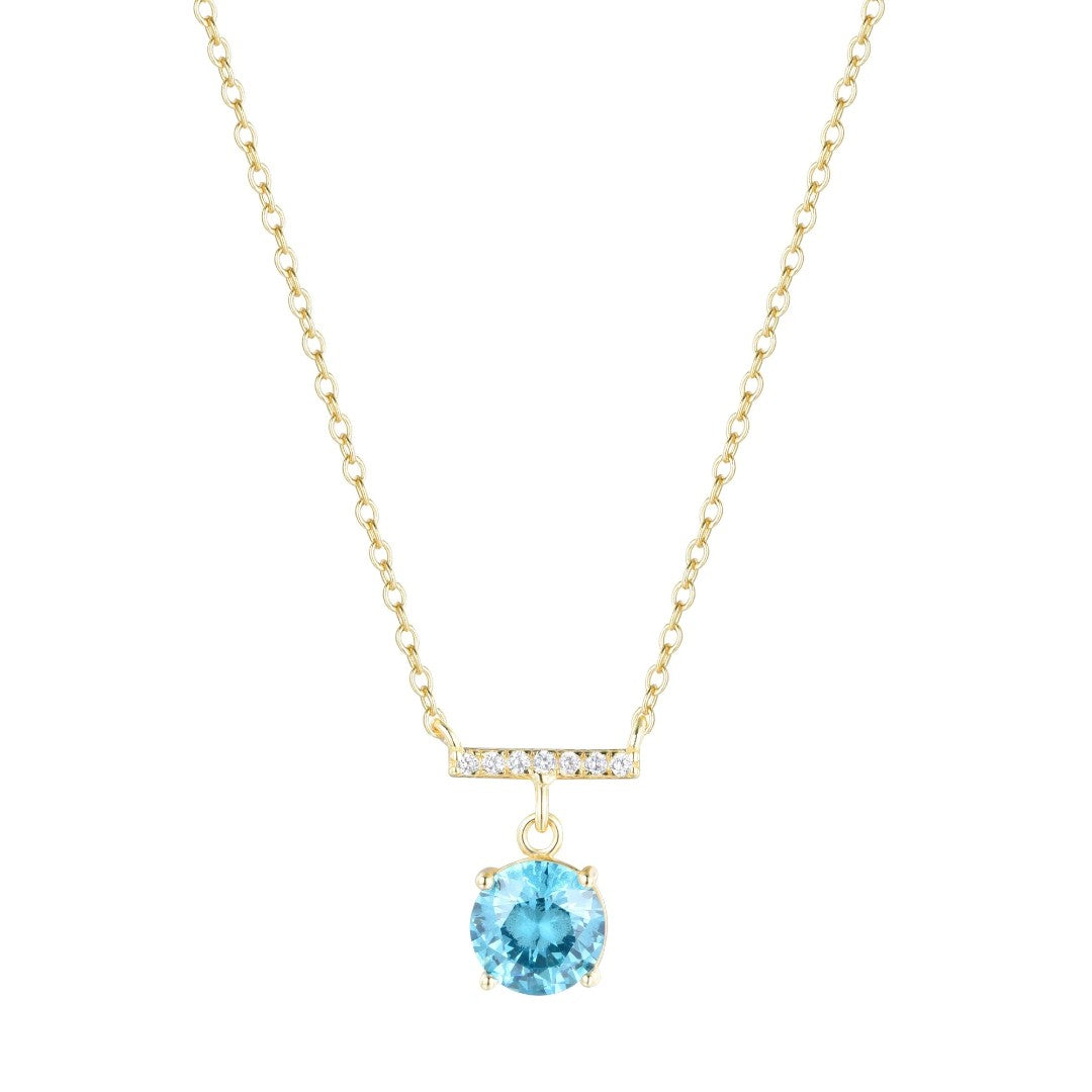 Gemstone Solitaire & Crystal Bar Necklace