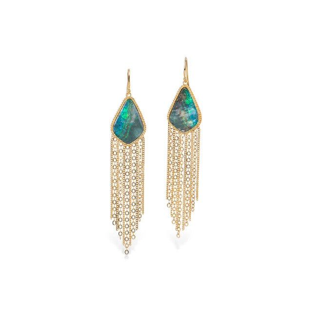Amáli Boulder Opal Gold Tassel Earrings