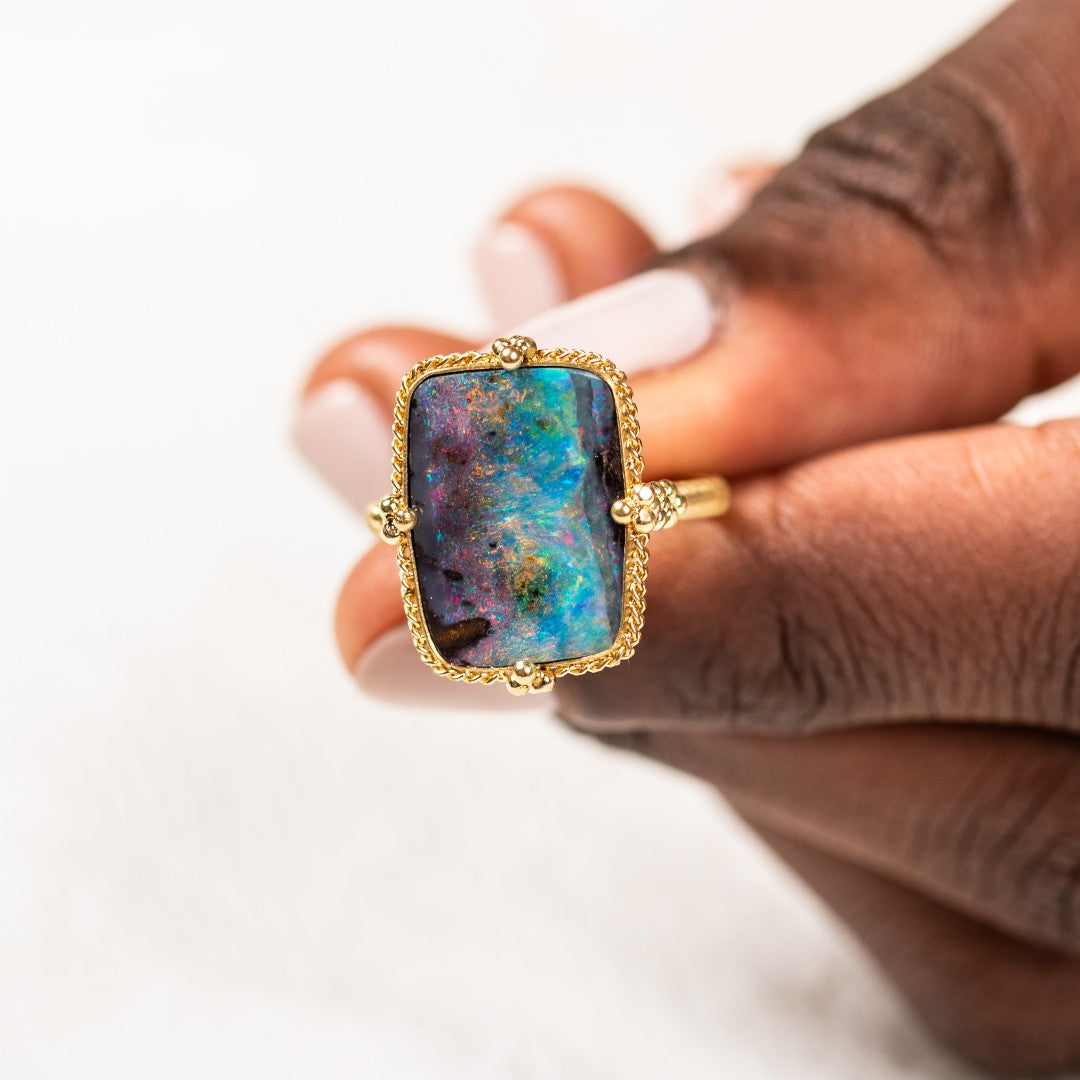Amáli Boulder Opal Milky Way Ring