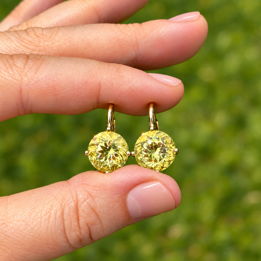 Jane Taylor Lemon Quartz Large Round Drop Earrings