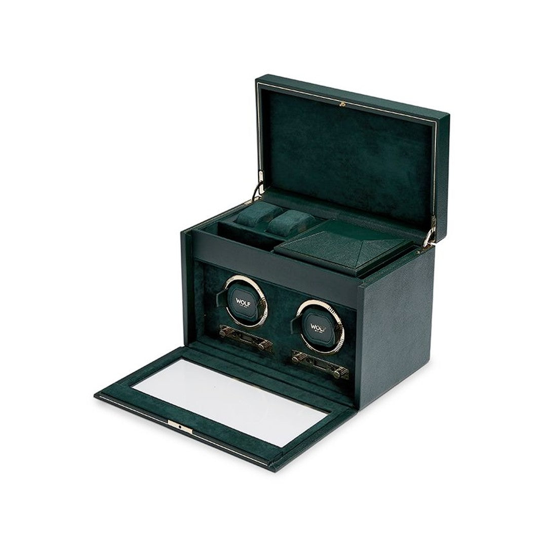 WOLF British Racing Double Watch Winder with Storage