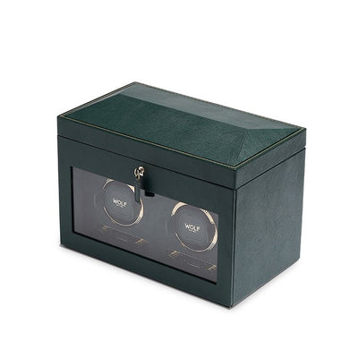 WOLF British Racing Double Watch Winder with Storage