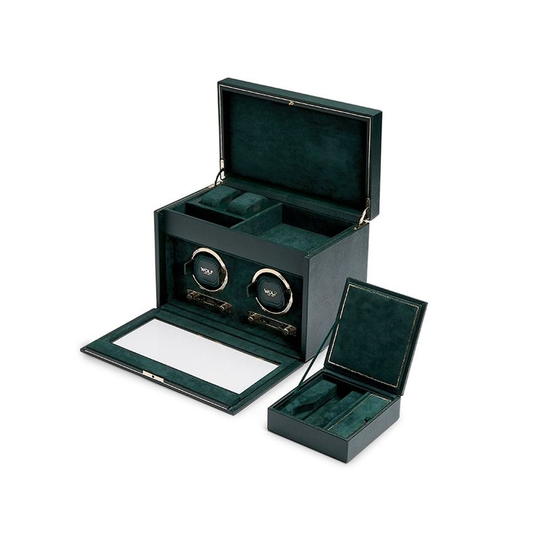 WOLF British Racing Double Watch Winder with Storage
