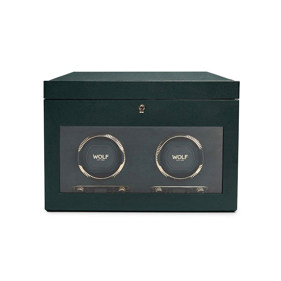 WOLF British Racing Double Watch Winder with Storage