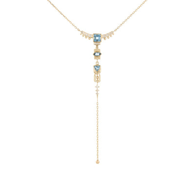 Celine Daoust Aquamarine & Diamond Lariat Totem Necklace
