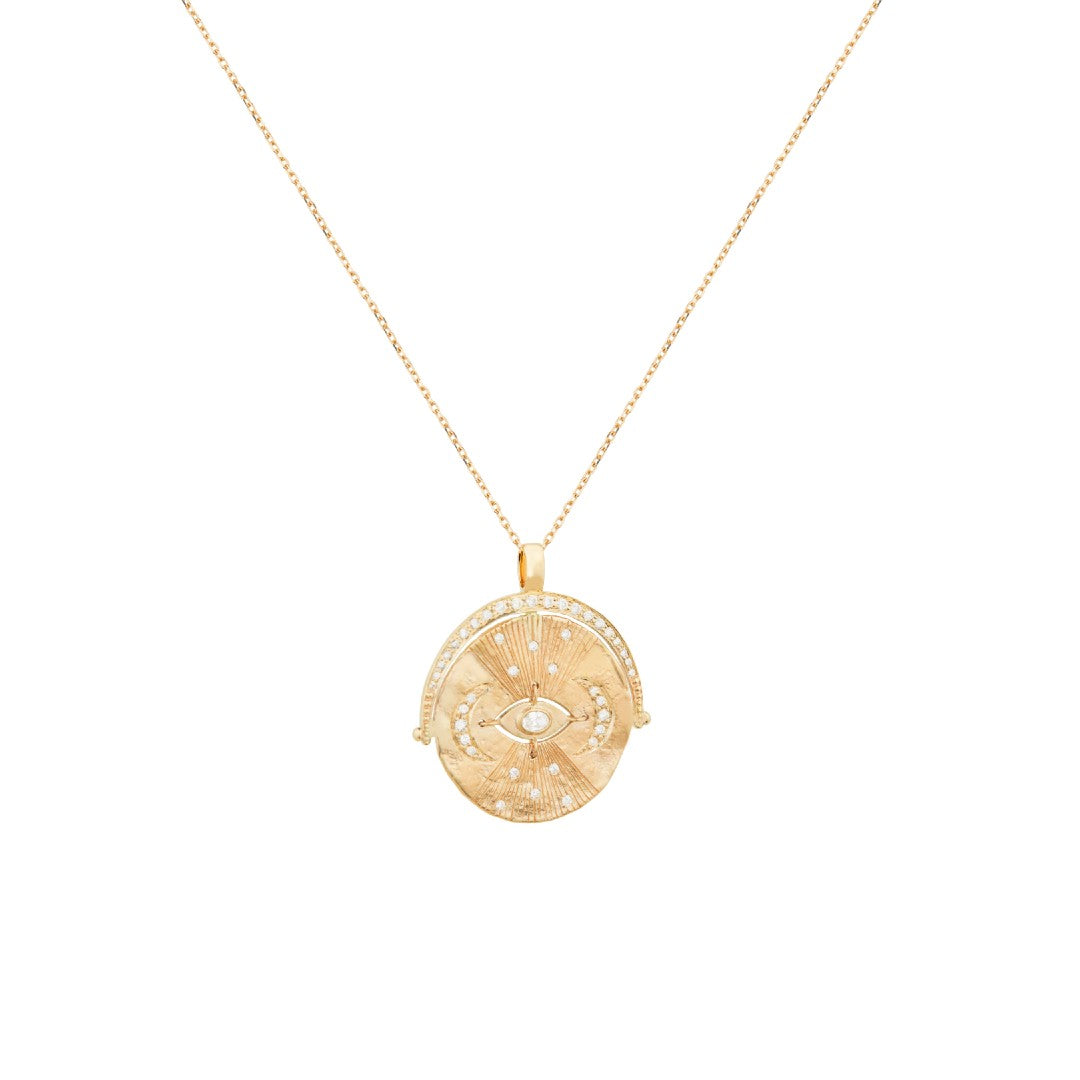 Celine Daoust Diamond Eye & Moon Medallion Necklace