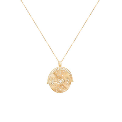 Celine Daoust Diamond Eye & Moon Medallion Necklace