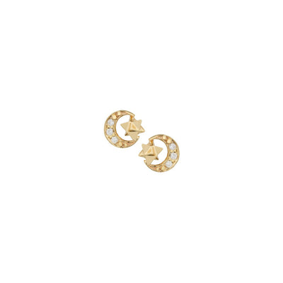 Celine Daoust Diamond Merkabah Moon Earrings