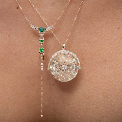 Celine Daoust Diamond Eye & Moon Medallion Necklace