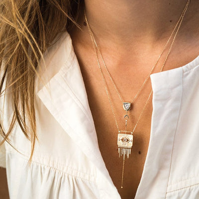 Celine Daoust White Sapphire & Diamond Eye Fringe Necklace