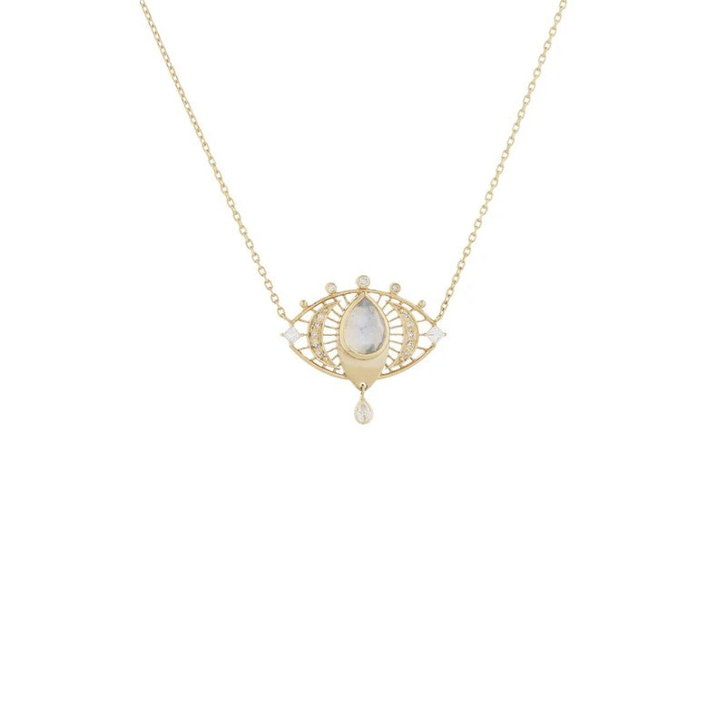 Celine Daoust Moonstone & Diamond Eye Necklace