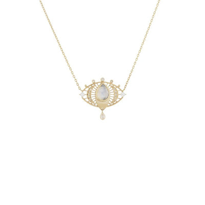 Celine Daoust Moonstone & Diamond Eye Necklace