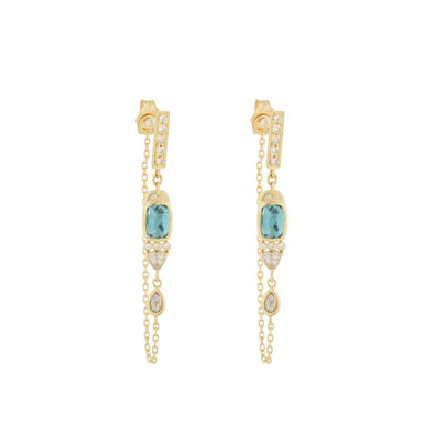 Celine Daoust Tourmaline & Diamond Chain Earrings