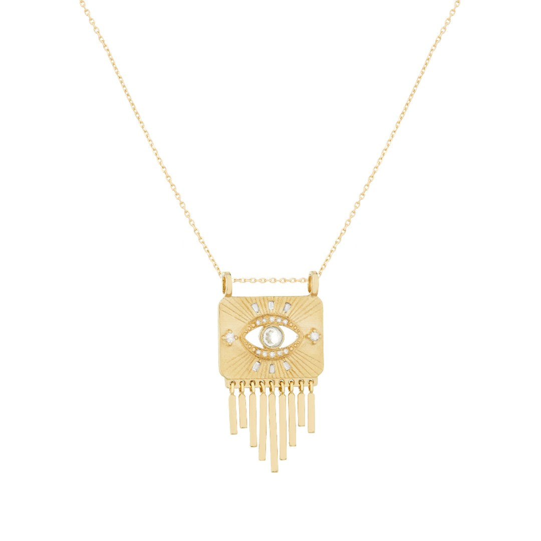 Celine Daoust White Sapphire & Diamond Eye Fringe Necklace