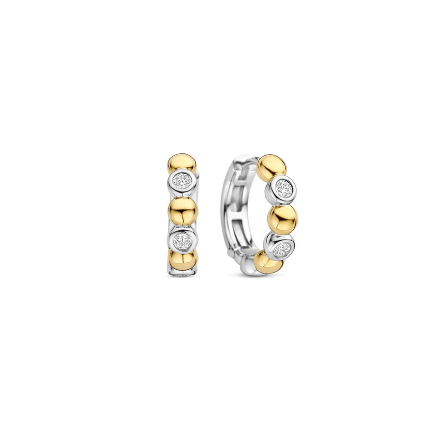 Ti Sento Milano Alternating Two Tone Huggie Hoops
