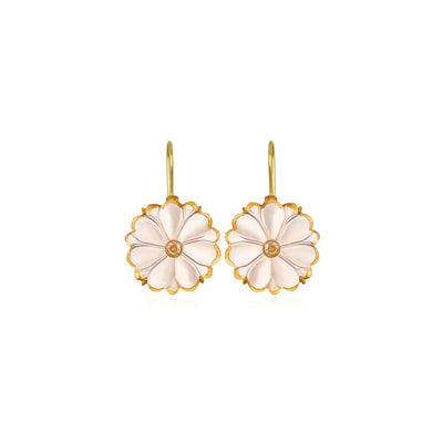 Champagne Quartz Magnolia Earrings