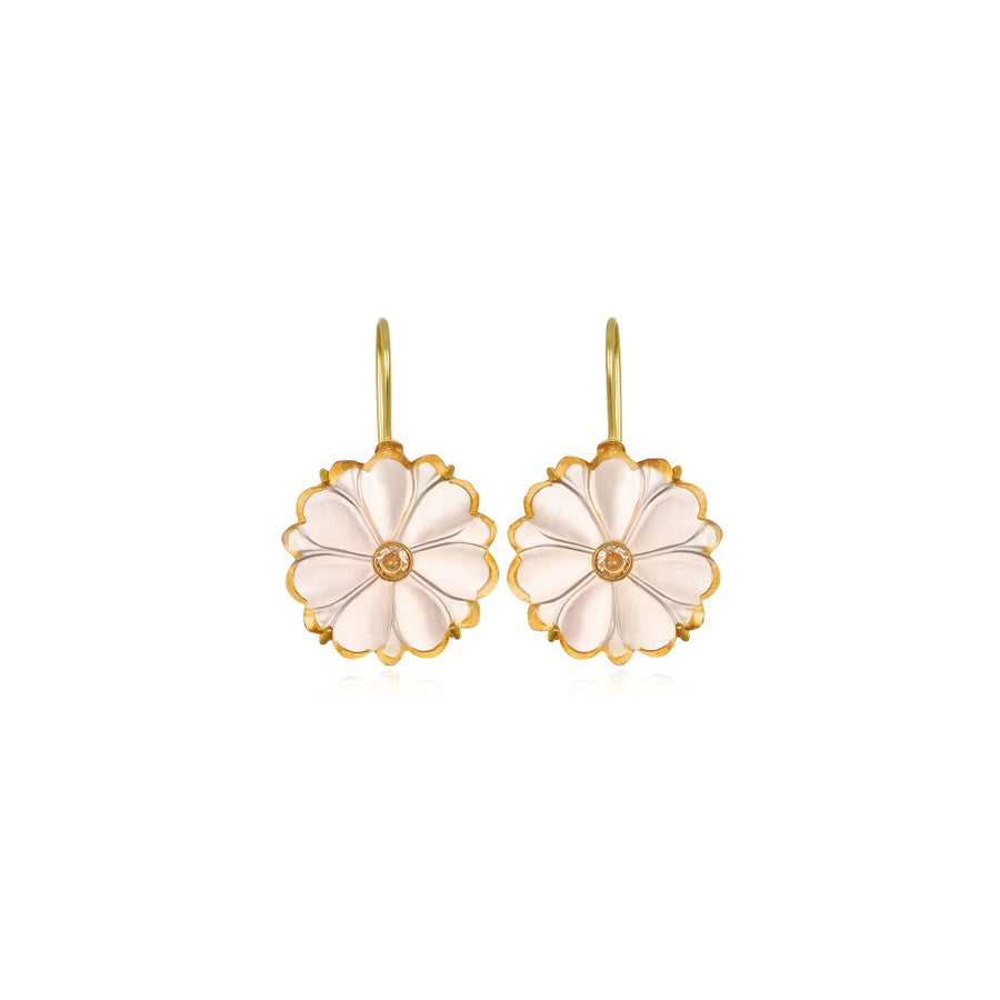 Champagne Quartz Magnolia Earrings