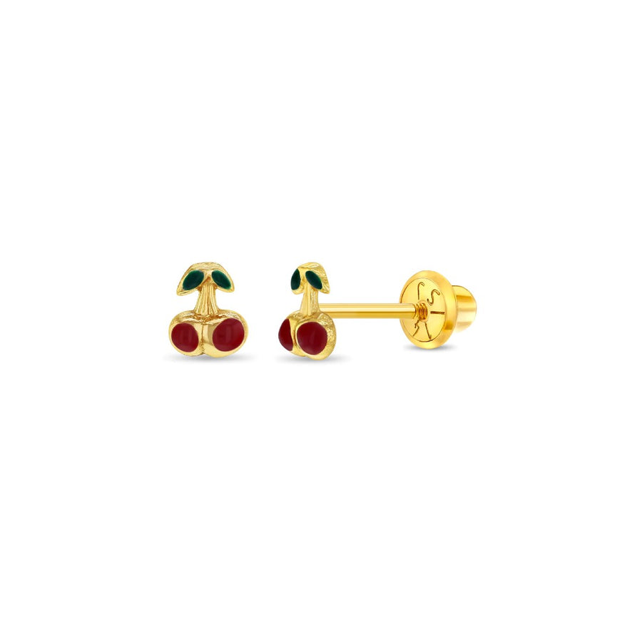 Cherry Enamel Little Girl's Stud Earrings