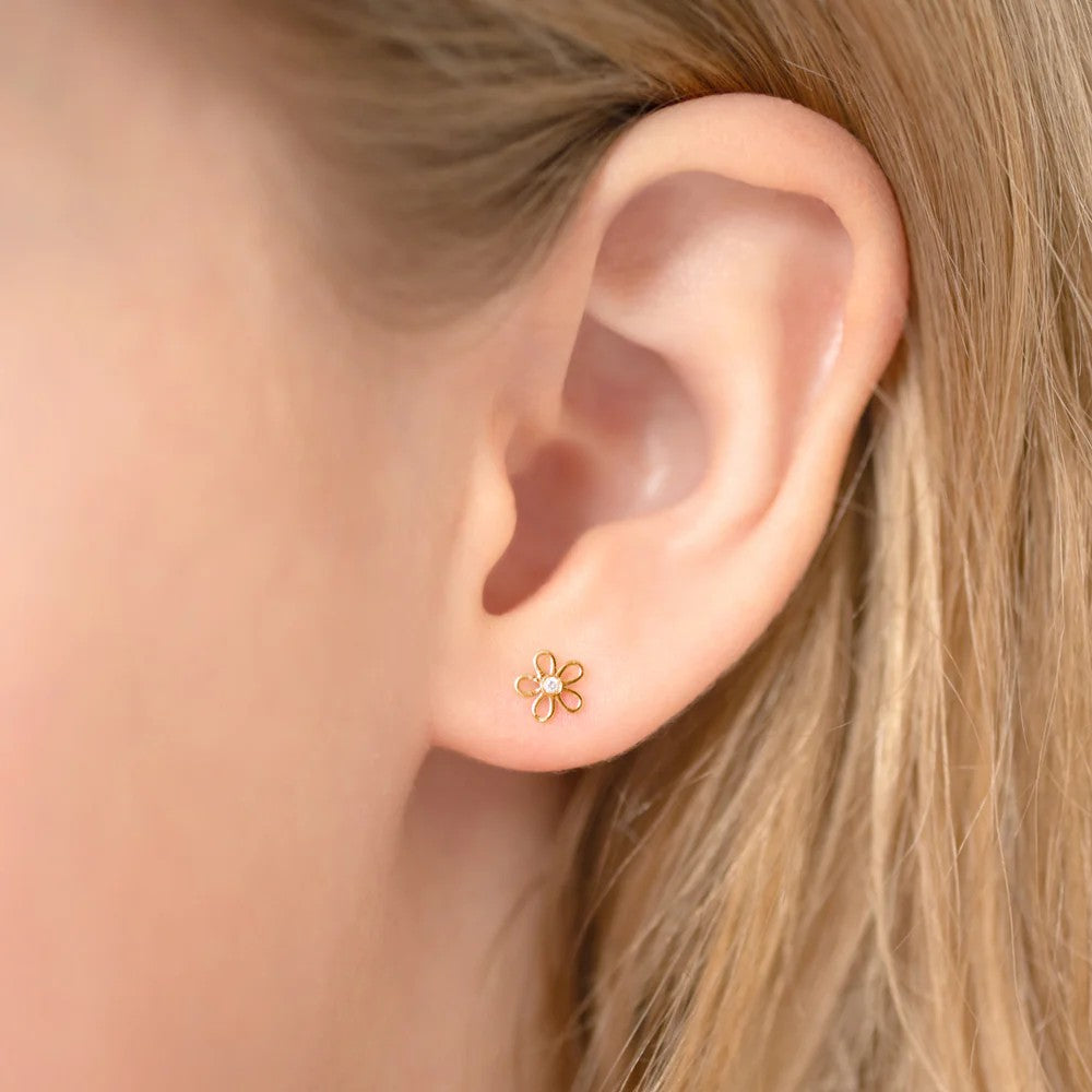 Flower Outline Little Girl's Earrings