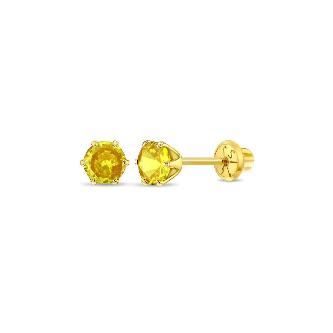 Citrine Prong Set Little Girl's Stud Earrings