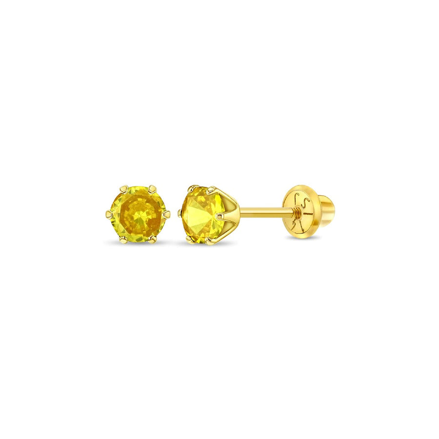 Citrine Prong Set Little Girl's Stud Earrings