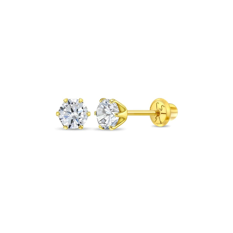 Cubic Zirconia Prong Set Little Girl's Stud Earrings
