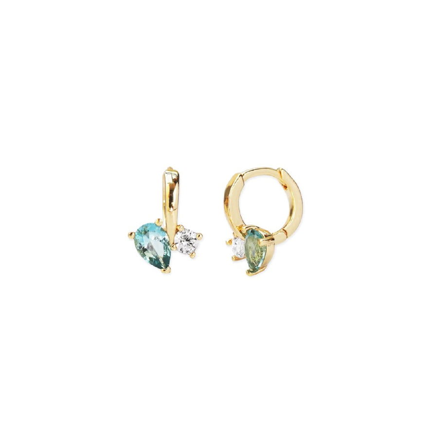 CZ and Glass Huggie Hoops