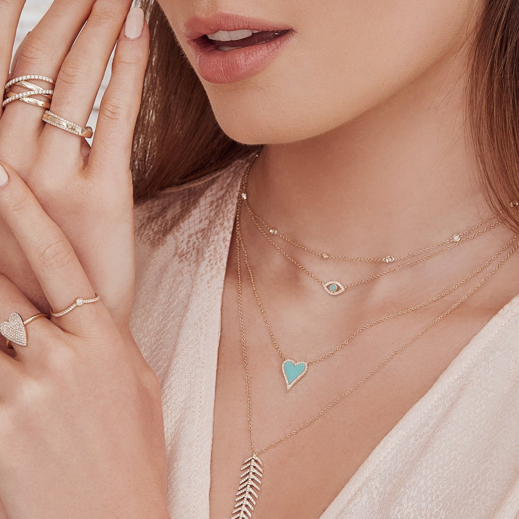 Shy Creation Turquoise & Diamond Evil Eye Necklace