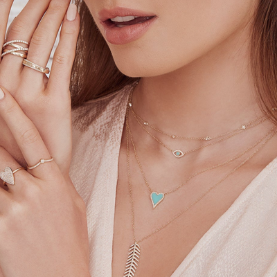 Shy Creation Turquoise & Diamond Evil Eye Necklace