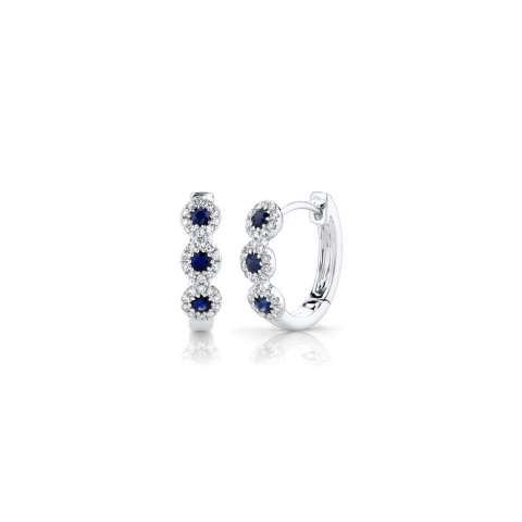 Shy Creation Diamond & Sapphire Hoops