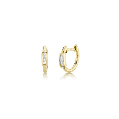 Shy Creation Diamond Baguette Huggie Earrings