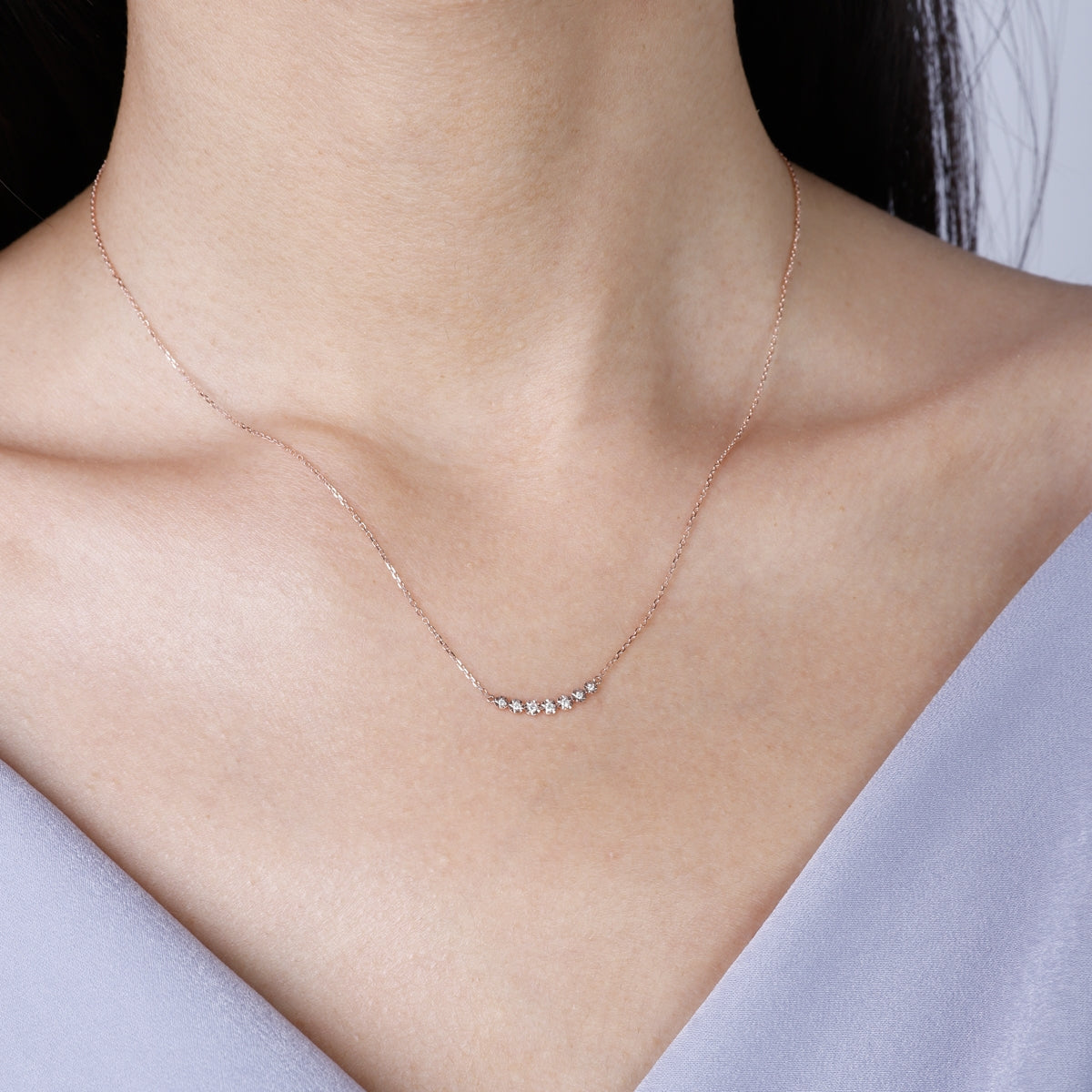Small Diamond Curved Bar Necklace