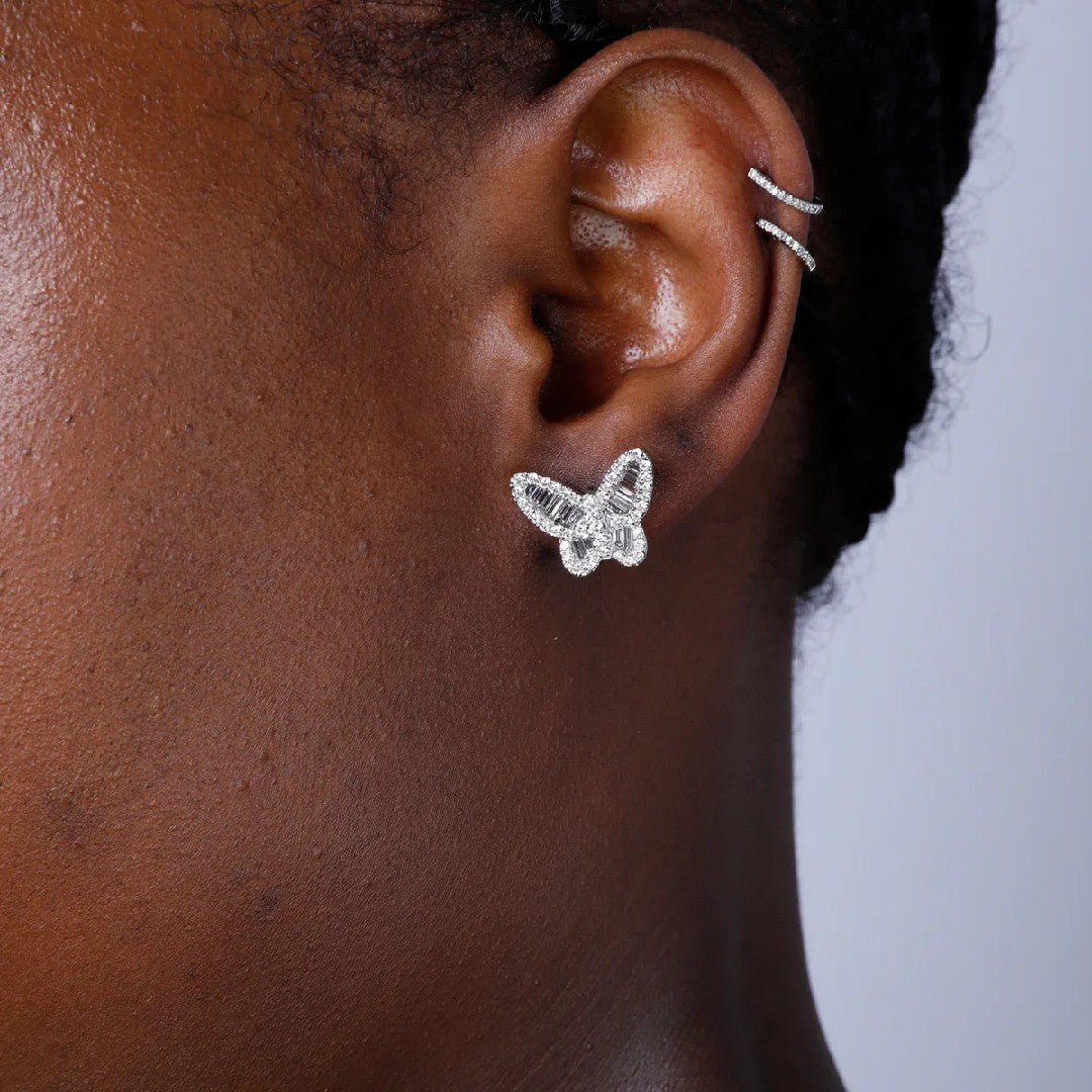 Diamond Butterfly Stud Earrings