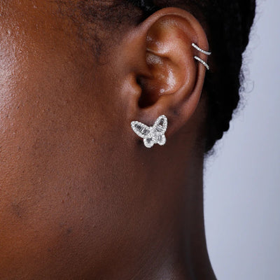 Diamond Butterfly Stud Earrings