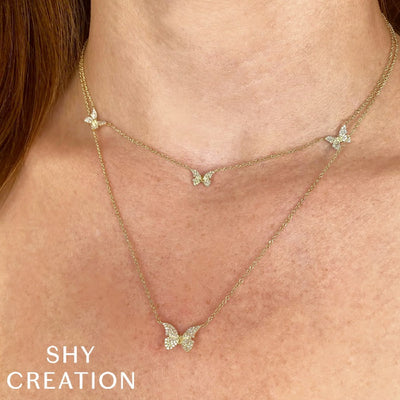 Shy Creation Diamond Butterfly Necklace