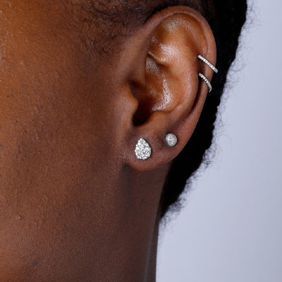 Diamond Pear Cluster Studs in Platinum