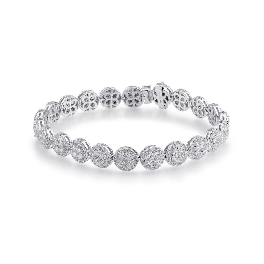Diamond Cluster Tennis Bracelet 7 Carats 18k White Gold