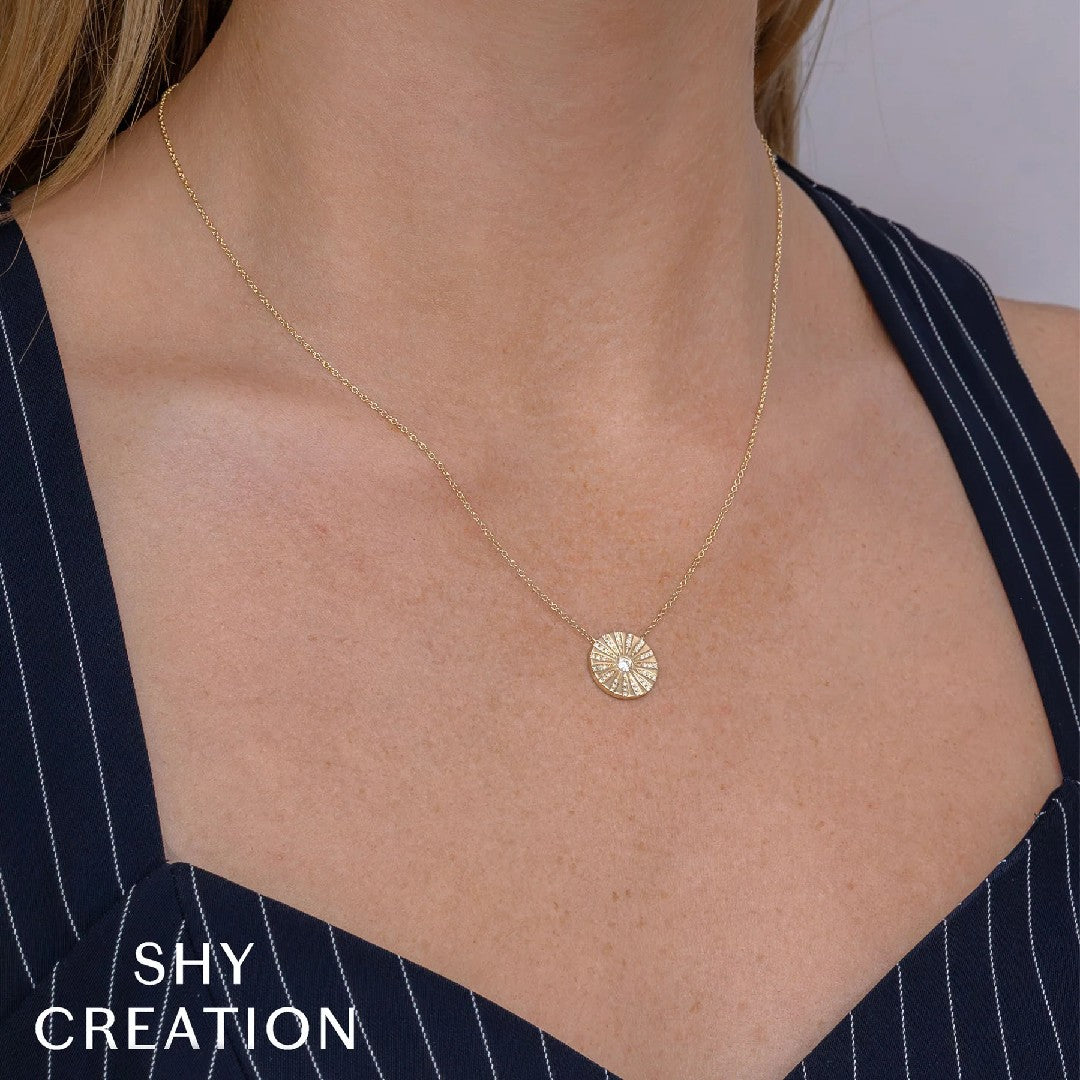 Shy Creation Round Diamond Disc Necklace