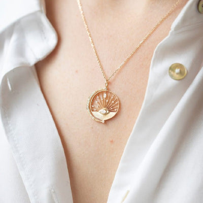 Celine Daoust Diamond Dream Maker Sun & Moon Necklace