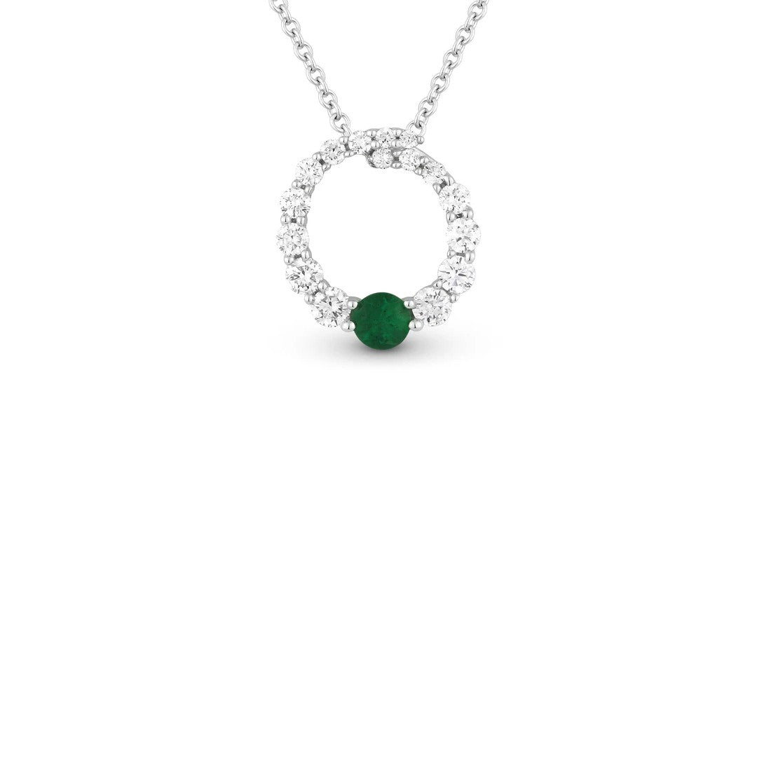 Diamond & Emerald Open Circle Necklace