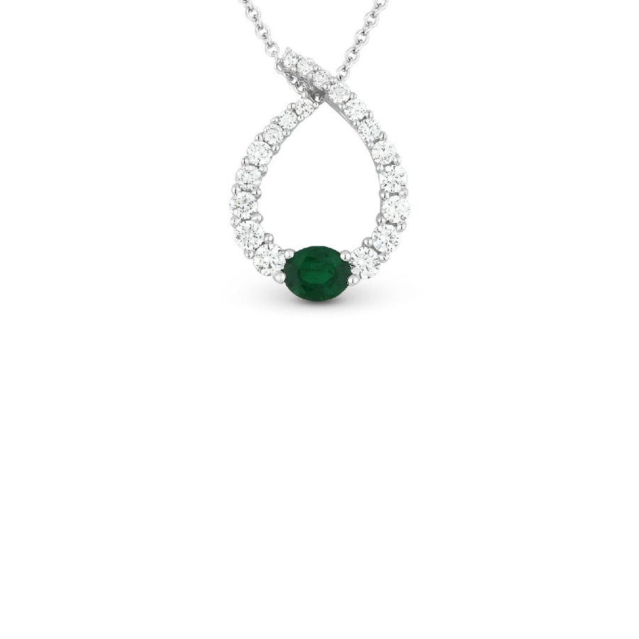 Diamond & Emerald Open Pear Necklace